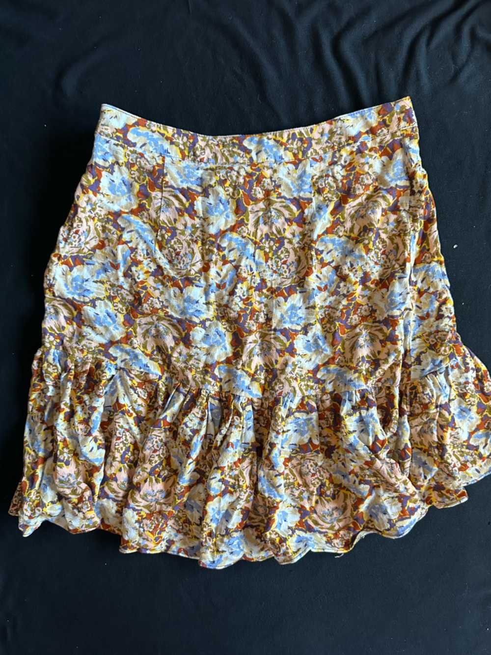 Free People Blue and Brown Floral Circle Skirt - Picture 6 of 15
